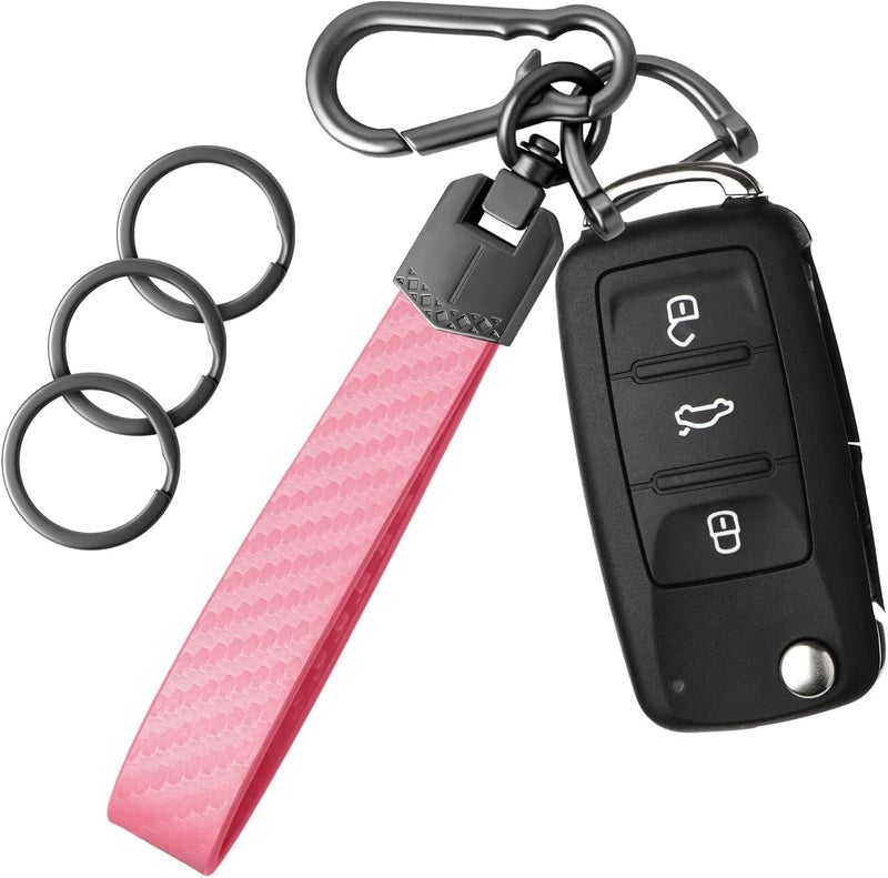 OHKYOOT Store Leather Car Keychain,Carabiner Clip Key Fob Keychain for Home Car Keys Women Men - Image 1